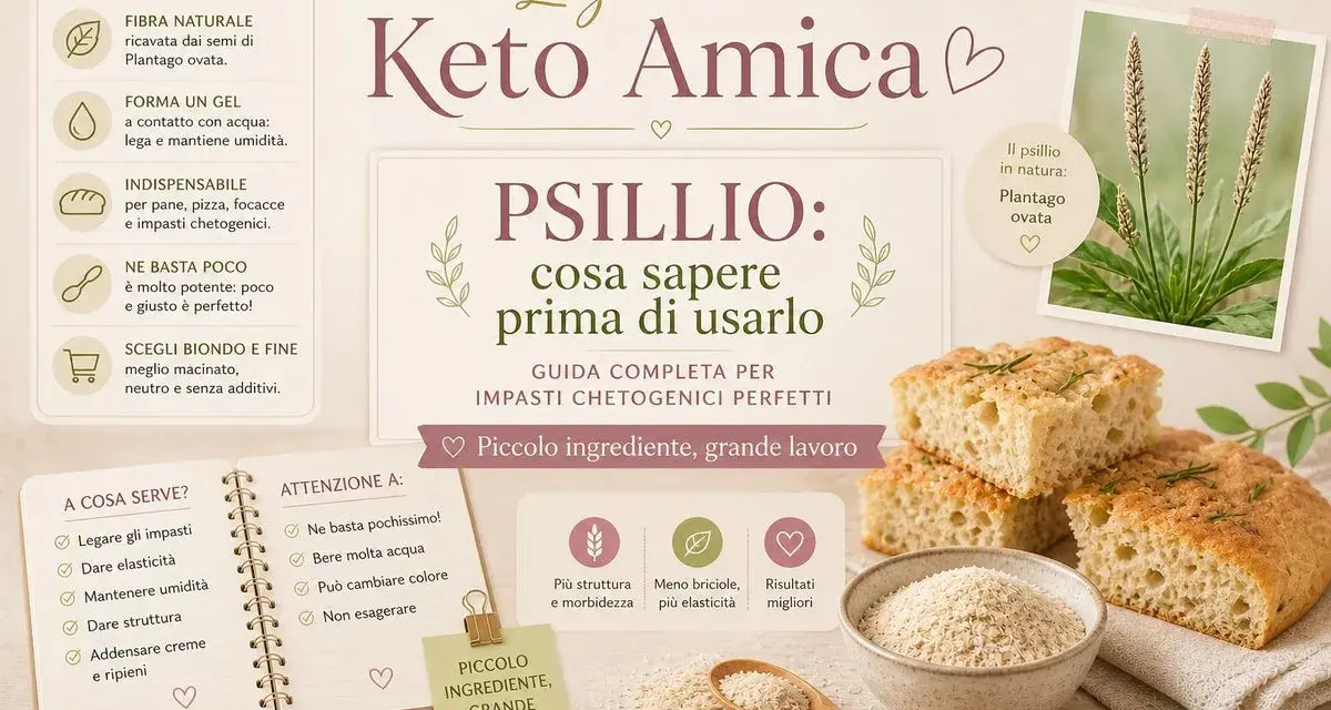 Psillio in cucina: guida per impasti chetogenici perfetti. Focacce soffici e leggere grazie a questo ingrediente versatile.