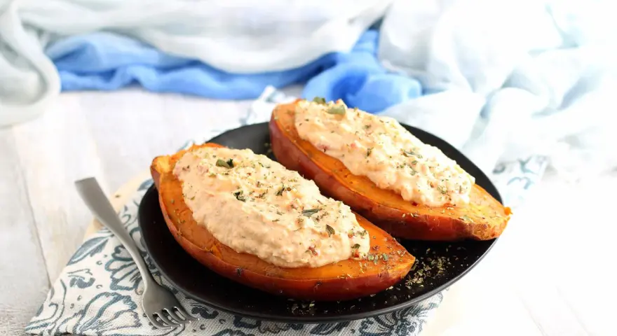 Patate dolci ripiene, un'idea gustosa per le tue ricette. Cremose e saporite, perfette per un pasto leggero.